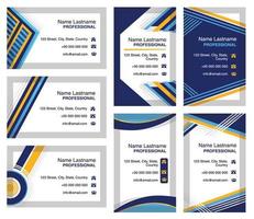 Business Card Template with Abstract Forms Using Blue and Orange Complimentary Colors vector