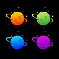 planet saturn  icon gradient logo design vector