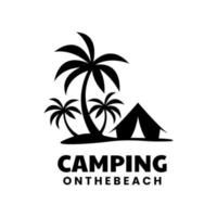 camping on the beach logo design vector