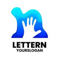 letter n hand  gradient logo design vector