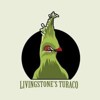 livingstone's turaco head illustration design icon logo vector