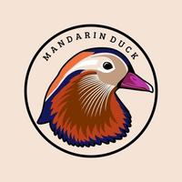 mandarin duck head illustration design icon logo vector