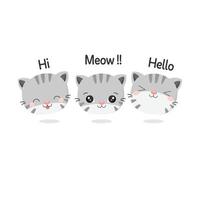 cute and adorable cats say Hi, Hello and Meow.