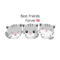 Cute best friends cats vector illustration.