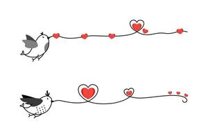 Vector - Cute bird holding heart line. Can be use decorate any card, web, invitation, poster, sticker.