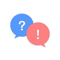 Question and answer icon. Question and exclamation marks with speech bubble. FAQ, help, online support center. Vector illustration.  minimal style.