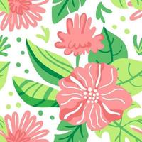 Romantic seamless vector floral pattern. Bouquet of flowers. Floral and leaves hand drawn detailed pattern.