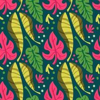 Seamless pattern with exotic leaves. Tropical background. vector
