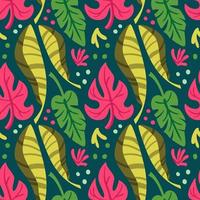 Seamless pattern with exotic leaves. Tropical background. vector