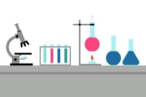 A laboratory for the development of a new drug. Chemical experiments. Scientific research. Flat. Vector illustration