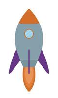 Rocket taking off into space on a jet engine. Abstract description of achievements in startup and business development. Flat. Vector illustration