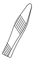 Hand drawn image of tweezers. A tool for correcting the shape of eyebrows. Doodle sketch. Vector illustration.