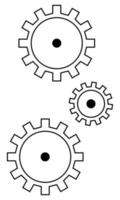 Hand drawn gears that transmit rotation to each other. Abstract representation of interaction between people. Doodle sketch. Vector illustration
