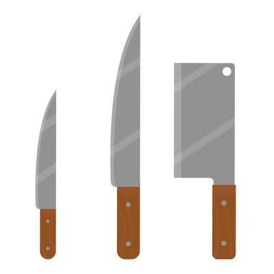 Kitchen knives big size set isolated on white Vector Image