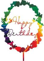 Happy birthday topper background rainbow colours with kids toys, car, teddy, birds, ship. butterfly vector