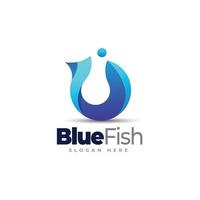 plantilla de logotipo de pez azul vector