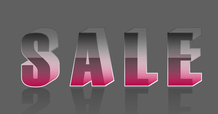Sale vector marketing promotion. Grey and pink gradient 3d font. Shop banner design for social media.