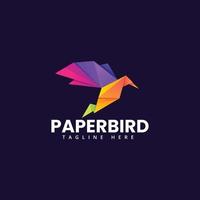 plantilla de logotipo de pájaro de papel vector
