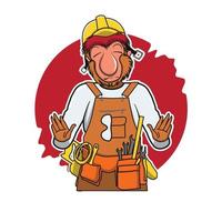 monkey building worker vector illustration design