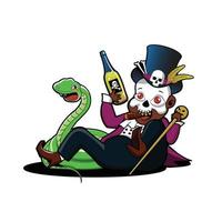 baron saturday roll on the flor with green snake vector illustration design