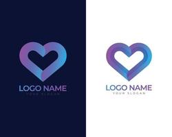 logotipo de relación de amor de dos conceptos creativo moderno con color degradado y vector premium