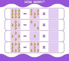 How many cartoon potato. Counting game. Educational game for pre shool years kids and toddlers vector