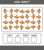 How many cartoon loquat. Counting game. Educational game for pre shool years kids and toddlers vector