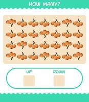 How many cartoon loquat. Counting game. Educational game for pre shool years kids and toddlers vector