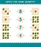 Match the same quantity of custard apple. Counting game. Educational game for pre shool years kids and toddlers vector