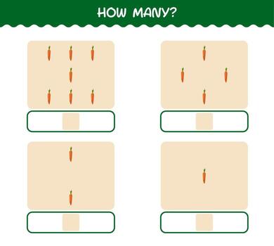 How many cartoon carrot. Counting game. Educational game for pre shool years kids and toddlers vector