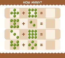 How many cartoon brussels sprout. Counting game. Educational game for pre shool years kids and toddlers vector