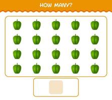 How many cartoon bell pepper. Counting game. Educational game for pre shool years kids and toddlers vector