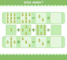 How many cartoon chayote. Counting game. Educational game for pre shool years kids and toddlers vector