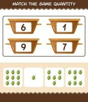 Match the same quantity of coconut. Counting game. Educational game for pre shool years kids and toddlers vector