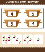 Match the same quantity of cherry. Counting game. Educational game for pre shool years kids and toddlers vector