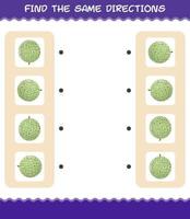 Match the same directions of melon. Matching game. Educational game for pre shool years kids and toddlers vector