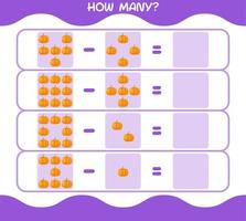How many cartoon pumpkin. Counting game. Educational game for pre shool years kids and toddlers vector