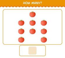 How many cartoon tomato. Counting game. Educational game for pre shool years kids and toddlers vector