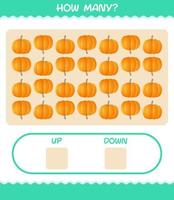 How many cartoon pumpkin. Counting game. Educational game for pre shool years kids and toddlers vector