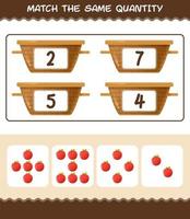 Match the same quantity of apple. Counting game. Educational game for pre shool years kids and toddlers vector