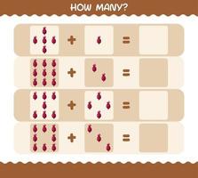 How many cartoon beet. Counting game. Educational game for pre shool years kids and toddlers vector