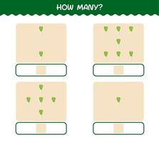 How many cartoon leek. Counting game. Educational game for pre shool years kids and toddlers vector