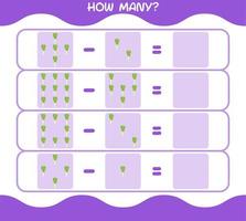 How many cartoon leek. Counting game. Educational game for pre shool years kids and toddlers vector