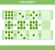 How many cartoon bell pepper. Counting game. Educational game for pre shool years kids and toddlers vector