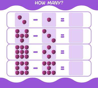 How many cartoon red cabbage. Counting game. Educational game for pre shool years kids and toddlers vector