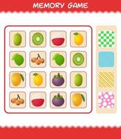 juegos de memoria con frutas de dibujos animados. juego de cartas de aprendizaje. juego educativo para niños de edad preescolar y niños pequeños vector