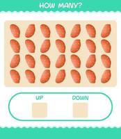 How many cartoon sweet potato. Counting game. Educational game for pre shool years kids and toddlers vector