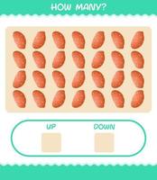 How many cartoon sweet potato. Counting game. Educational game for pre shool years kids and toddlers vector