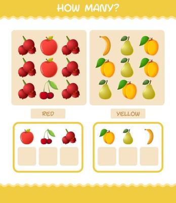 How many cartoon fruits. Counting game. Educational game for pre shool years kids and toddlers