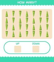 How many cartoon bamboo shoot. Counting game. Educational game for pre shool years kids and toddlers vector